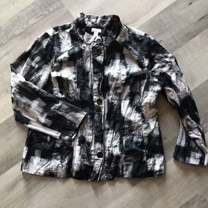 Chico’s size 3 Button Down Jacket Swishy Windbreaker Modern Shabby Chic